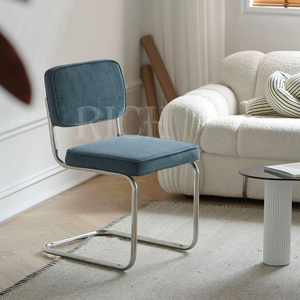 Mid Century Modern Yellow Corduroy Fabric Medium Back Armchair Retro Leisure Accent Chair with Metal Legs