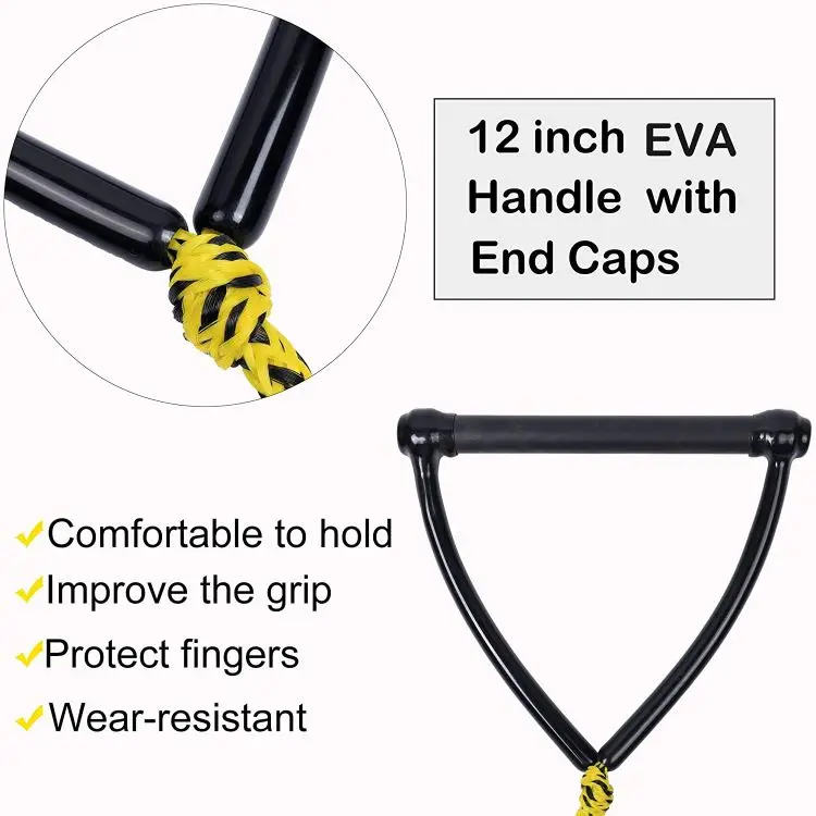 Wakeboard Rope Water Ski Rope EVA Handle & Float & Rope Keeper Heavy Duty Low Stretch 2 Sections Water Sports 24 Ft with 12 Inch