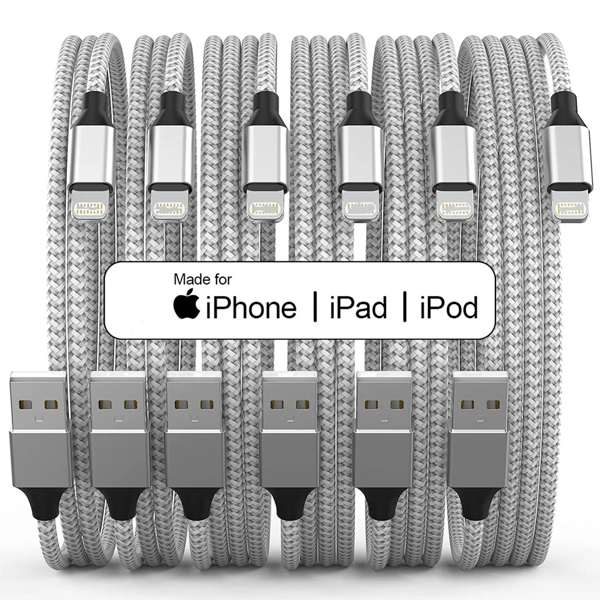 3FT 6FT Nylon Braided USB Charging Cable High Speed Data Sync Transfer Cord Compatible for iPhone 14/13/12/11 Pro Max/XS iPad