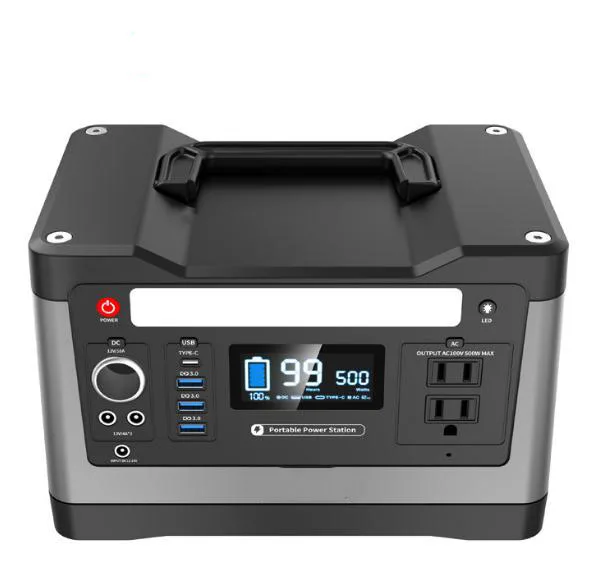 Portable outdoor energy storage mobile emergency energy storage power 500W high power fire protection solar charging box system