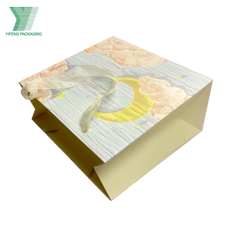 Custom Logo Printed Luxury Paper Bags Jewelry Packaging Gift Beautiful Shopping Bag With Ribbon Close