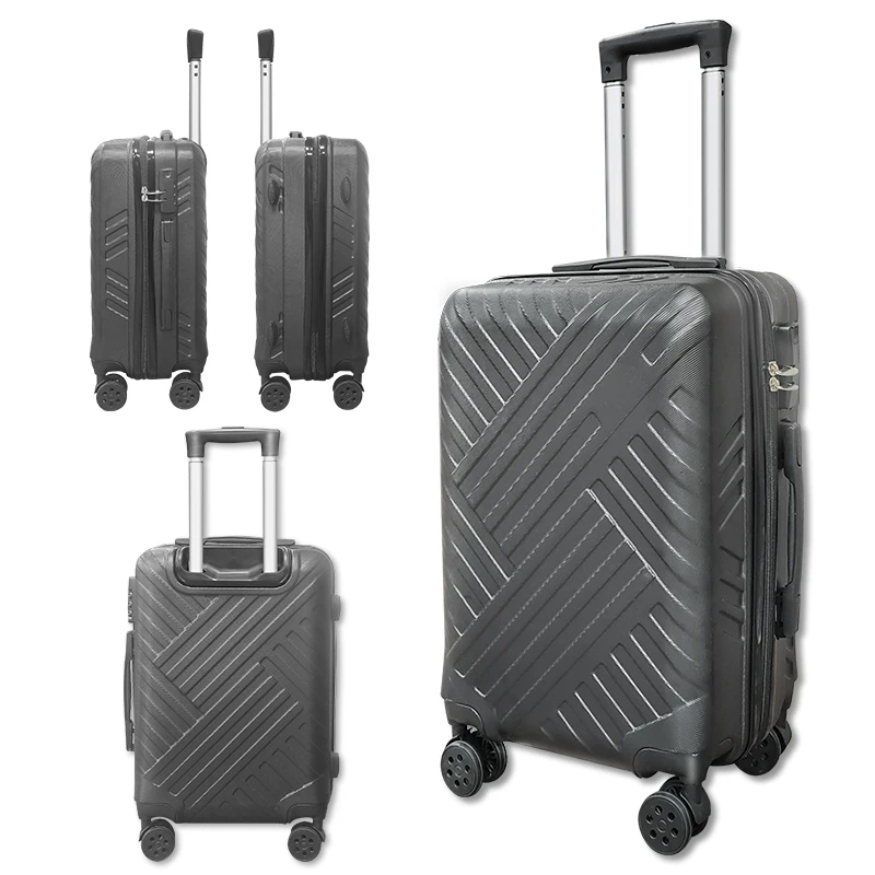 DWL Customized black ABS+PC 3 Pieces Travel Luggage Trolley Business Trip Luggage Suitcase move house luggage sets  with lock