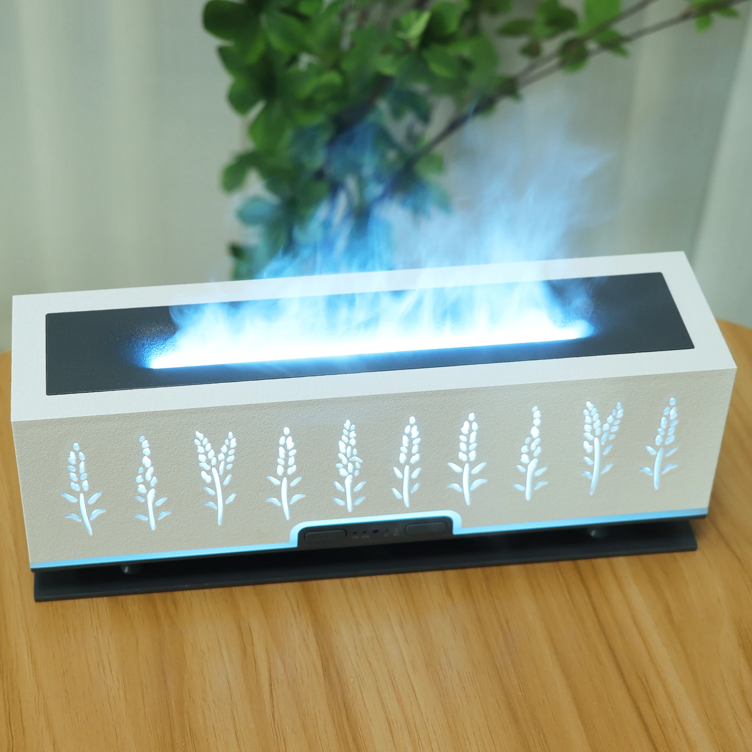 Wholesale 2023 New Top Sale Simulation Flame Electronic Air Humidifier Essential Oil  Wood Grain Aroma Diffuser For Home