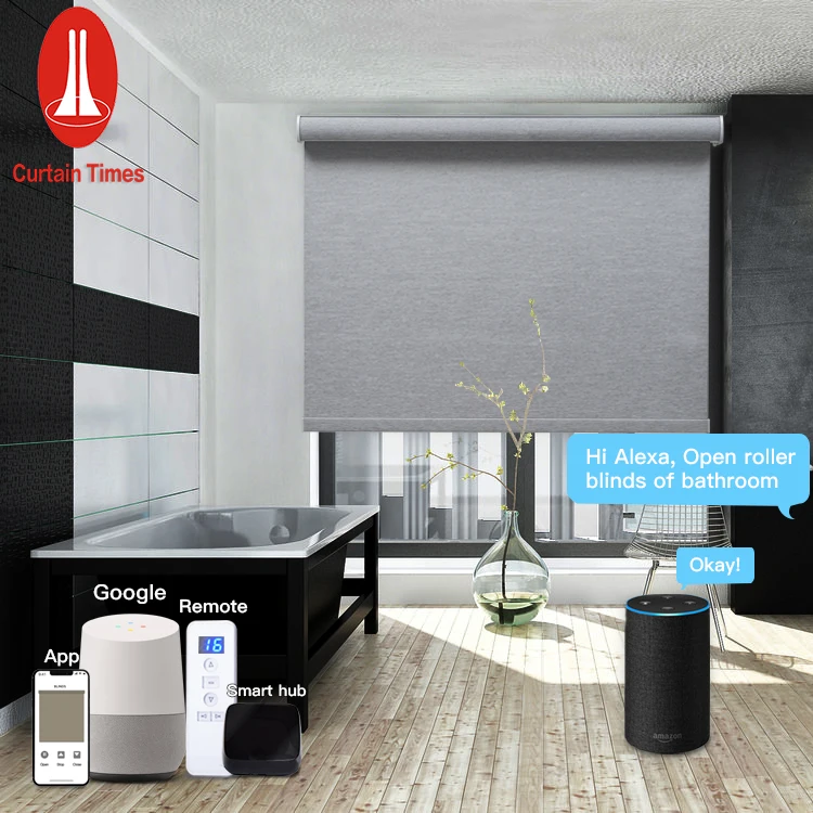 Remote Control Best Price Window Roller Blind Blackout Grey Fabric Indoor Roller Shades Ready To Ship Roller Blinds