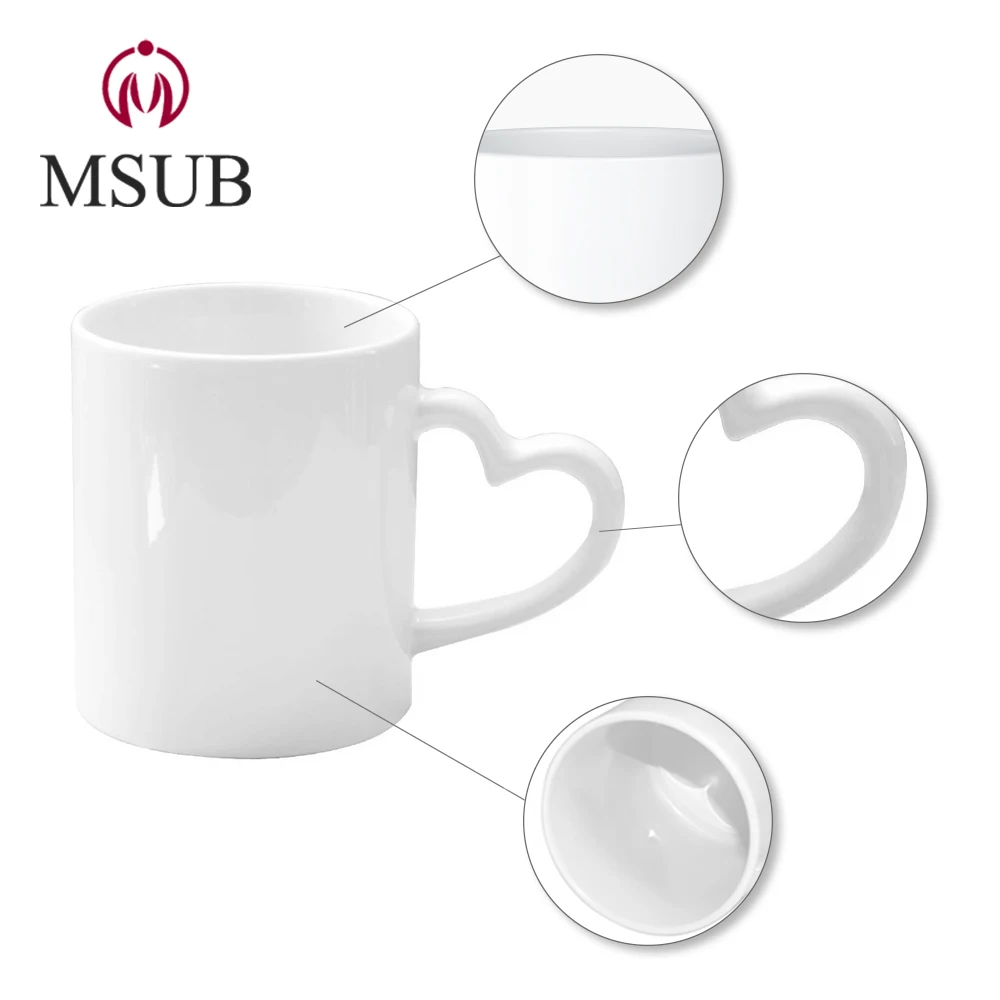 2020 New Product Blank Ceramic Sublimation Mugs Pair Mug heart handle cup