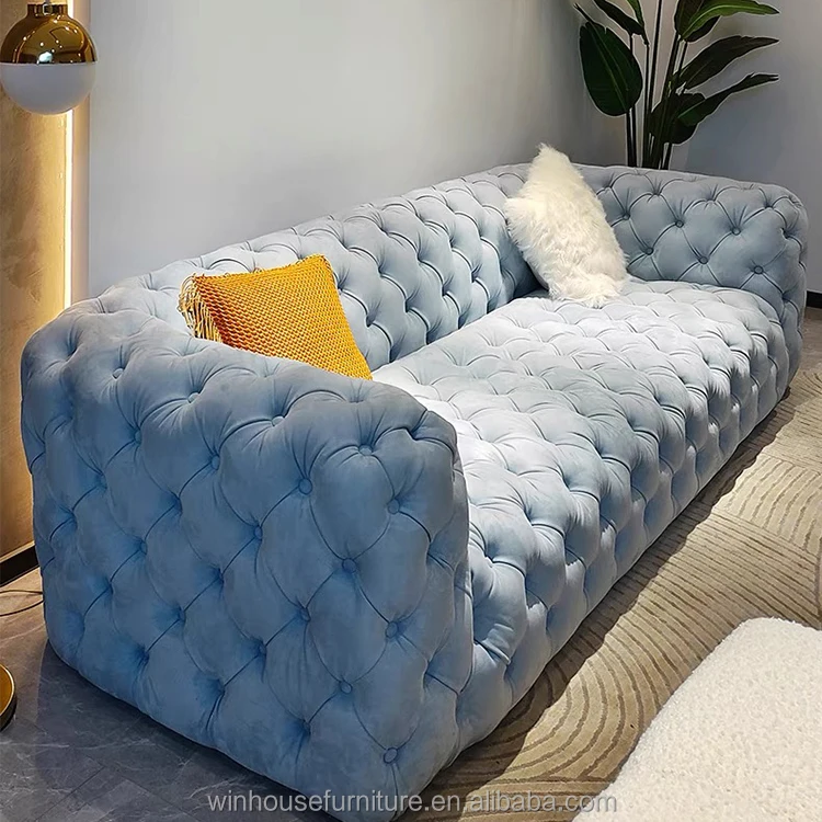 Диван для дома современный диван мебель роскошный бархатный с глубокими пуговицами гостиной