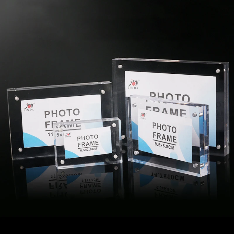 Factory Price Custom Square Magnet Insert Acrylic Photo Frame 4x6 5x7 Transparent Acrylic Magnetic Photo Display Block