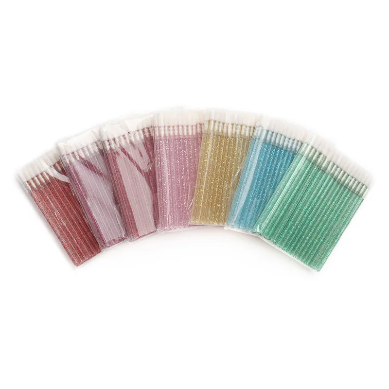 50pcs/bag Crystal glitter handle lipstick makeup brush disposable lip gloss wand applicator