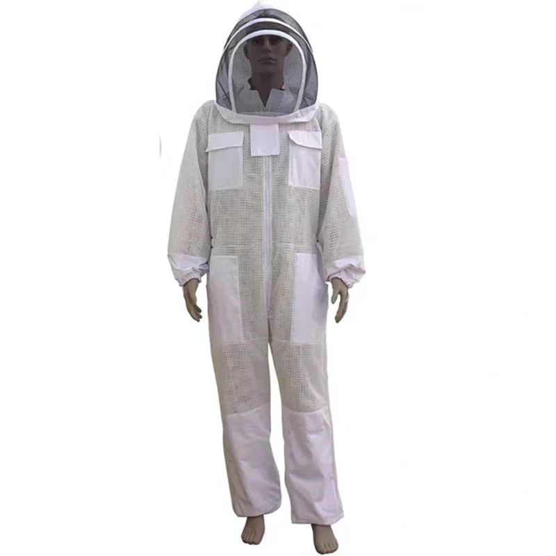 Ventilated Beekeeping Suit with Round Veil and zipper for Cotton Bee Suit