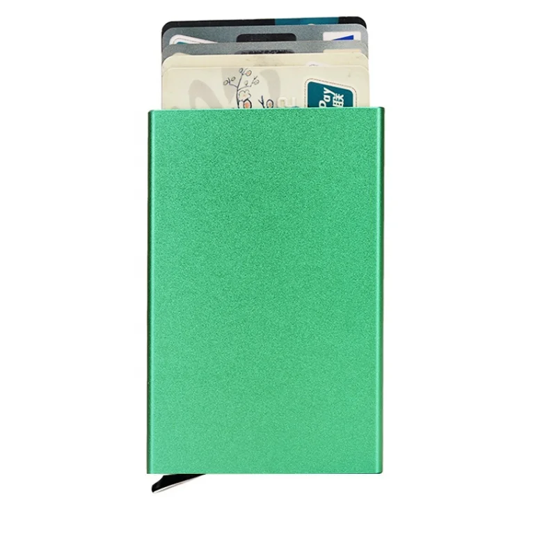 From Stock inventory Slim Aluminum Card Holder Wallet for Men RFID Blocking Minimalist Metal Pop Up Wallet with Gift Box