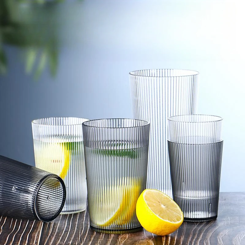 Vertical Grain Fruit Juice Milk Mouthwash Acrylic Plastic Beer Bar Wine Beverage Transparent Pc Water Drinking Cup