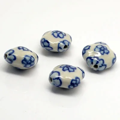 Красивые маленькие фарфоровые бусины 18 мм с ручной росписью квадрата и белых цветов для изготовления ювелирных изделий