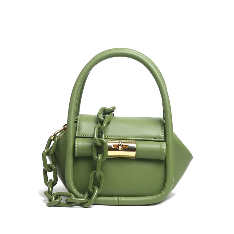 2021 New simple European and American chic design double handle gold buckle handbag woman one-shoulder cross-body bag for woman