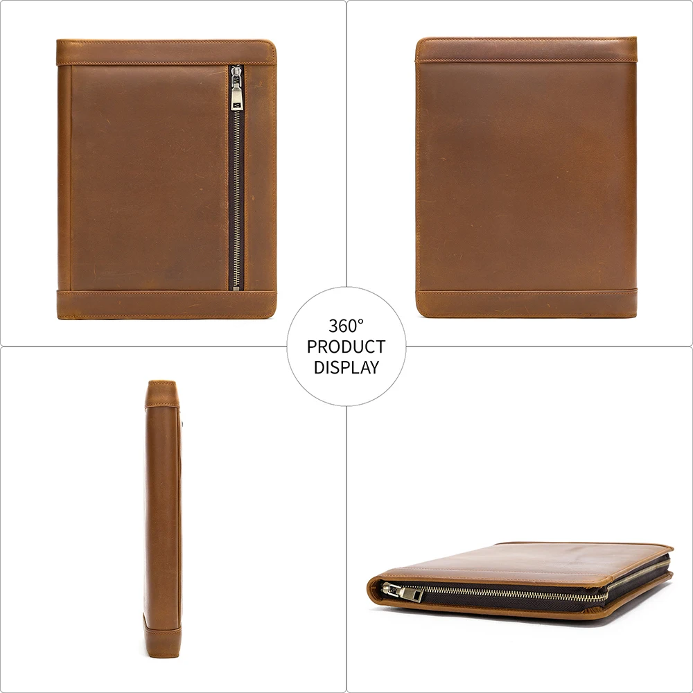 MARRANT Genuine Leather Men Document Portfolio File Folder Multi-function Business Portfolio Leather Portfolio Folder Case