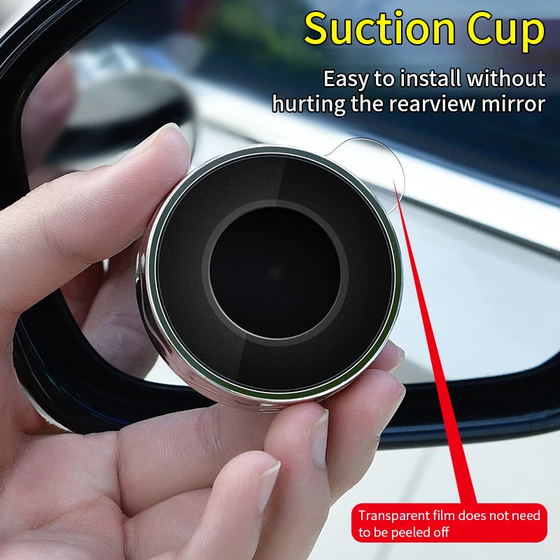 2PCS HD Car Round Frame Convex Blind Spot Mirrors Wide-angle 360 Degrees Adjustable Suction Cup Clear Rear Auxiliary Mirror