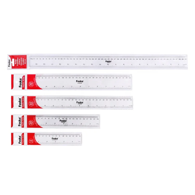 Foska Straight Ruler 6inch 8inch 12inch 20inch Inches and Metric Scale Clear Plastic Ruler for Student School Office