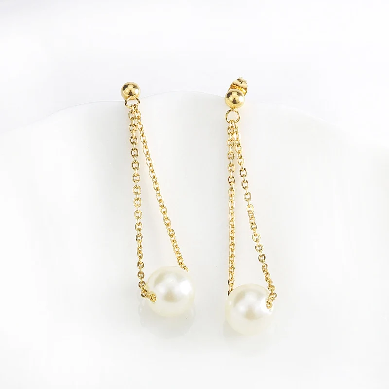 316L cheap vintage metal pearl ball earring gold stud