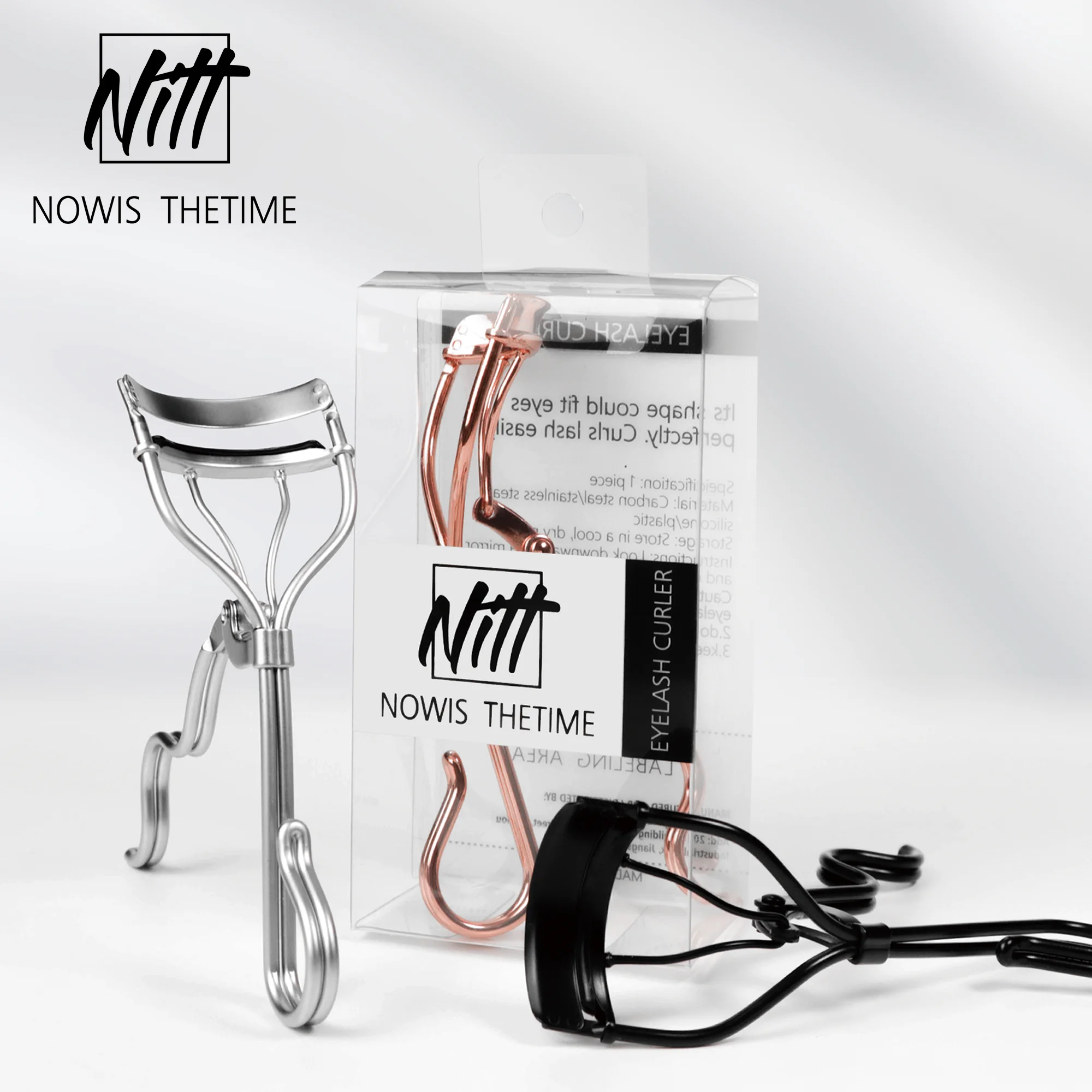 
Stainless Steel Rose Gold Black Silver Bling Eyelash Curler with box and package 