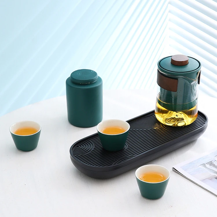 Portable Luxury Eco-Friendly Glass Ceramic Travel Tea Cup Teapot Set Handmade with Unique Hot Drinkware Custom Logo
