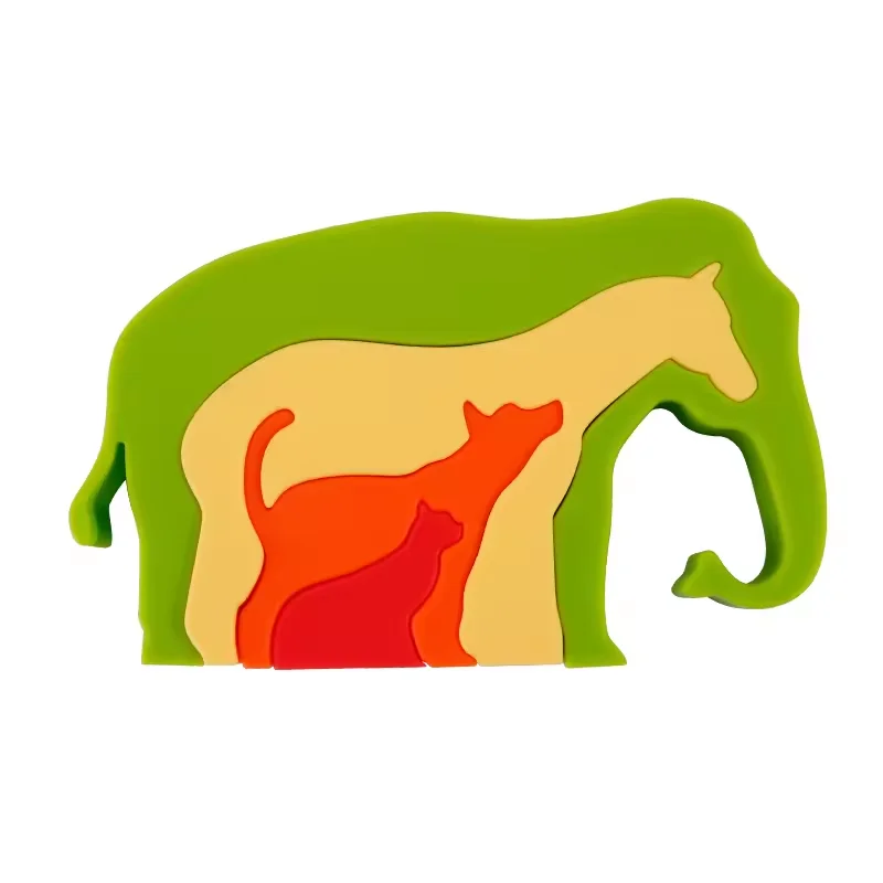 Развивающая сенсорная Экологически чистая игра игрушки слон лошадь собака кошка головоломка и силиконовая игрушка для укладки
