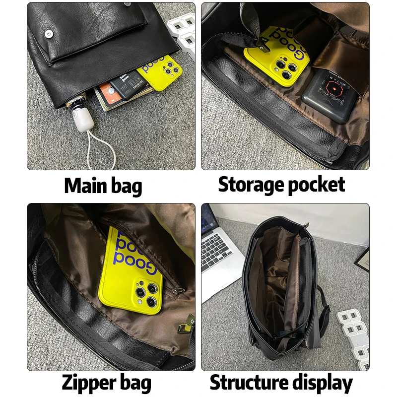 New Fashion design campus Schoolbag luxury Leather Laptop Backpack Pu business retro men Backpack