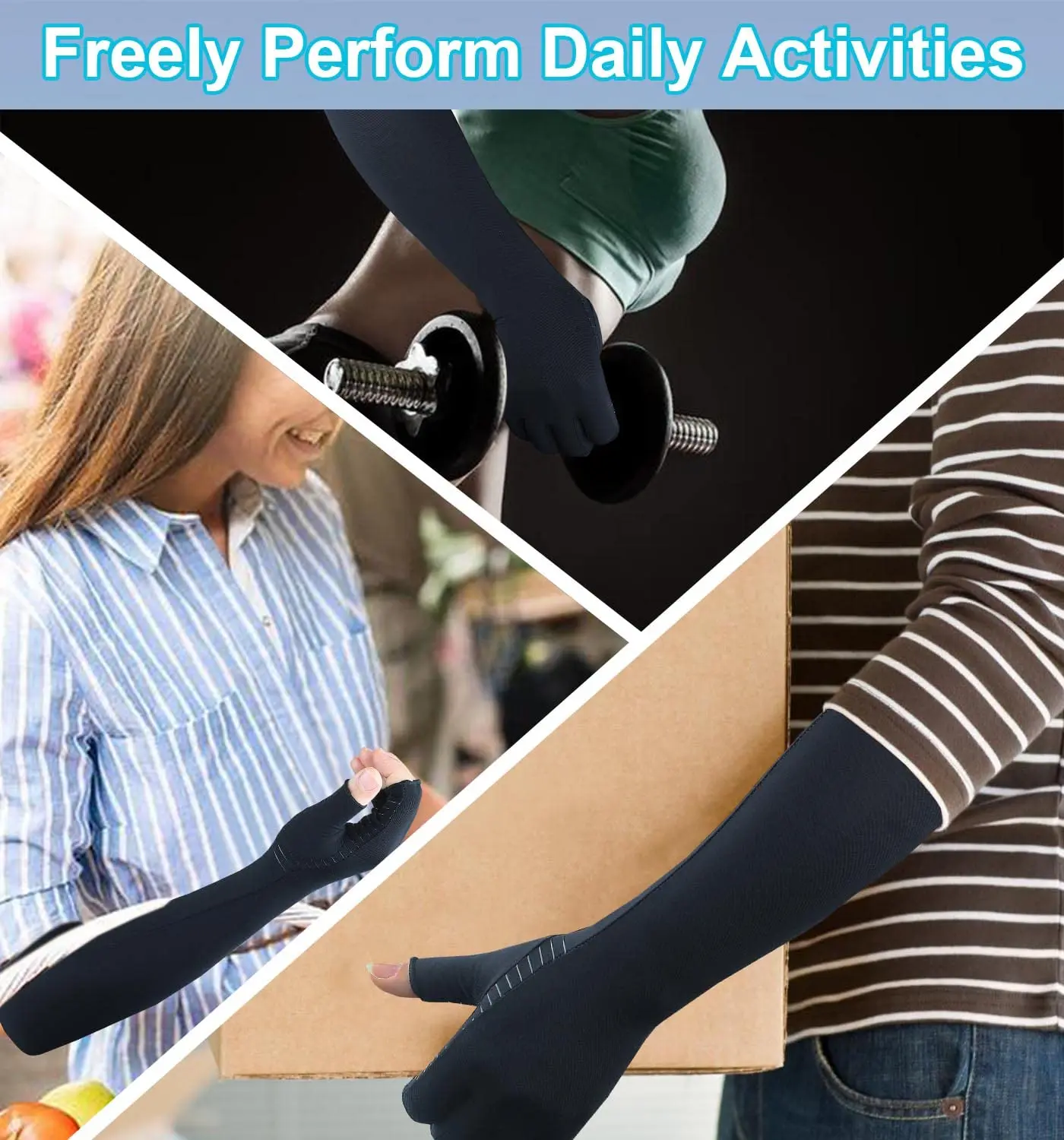 Fingerless Support Hands Wrist And Arms Copper Fiber Compression Therapy Arthritis Long Gloves For Computer Typing