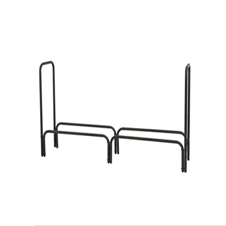 Firewood Log Rack, 4-Foot Heavy Duty Outdoor / Indoor Fireside Wood Stacking Storage Holder for Fireplace Stove Metal Black