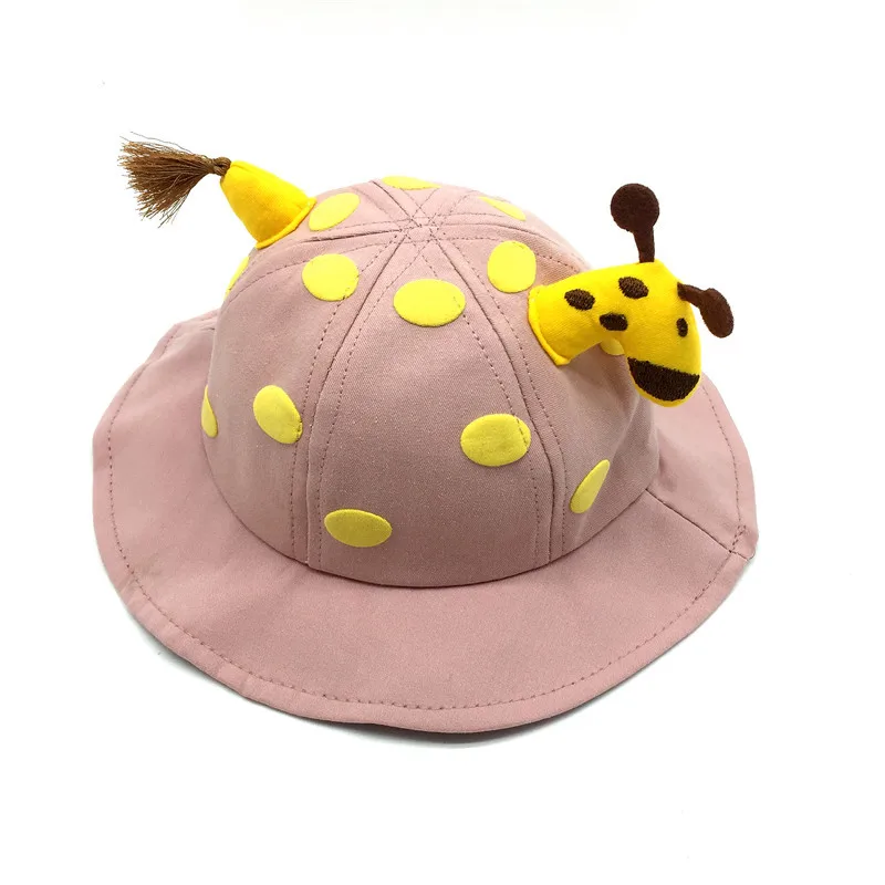 Girls Boys Cute Animal Bucket Hat Spring Summer Giraffe Embroidered Fisherman Sun Protective Hat Kids Cotton Mesh Bucket Hat