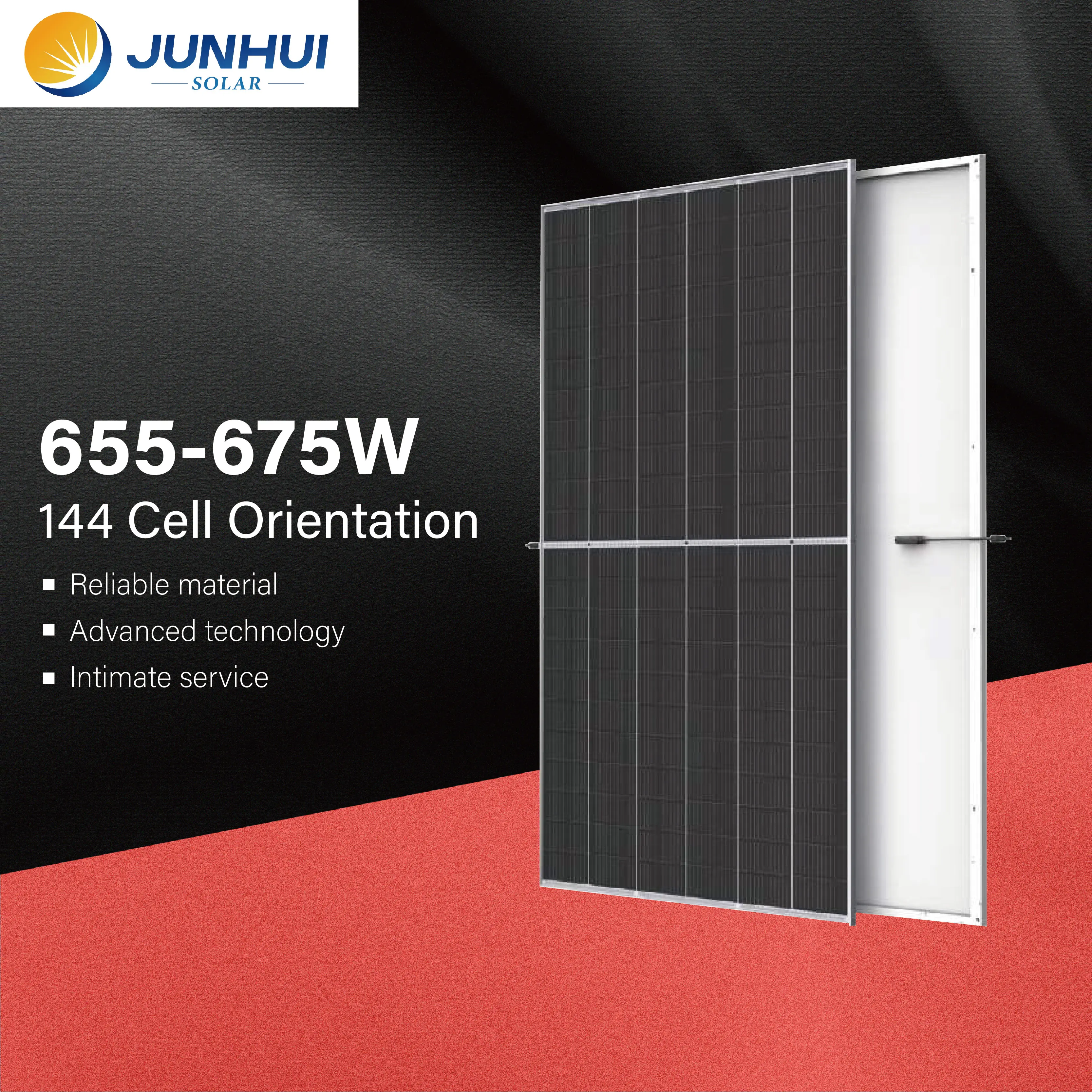 JUNHUI China Glass 144 Cell Orientation 655-675W Flexible Solar Panels Solar Energy Products
