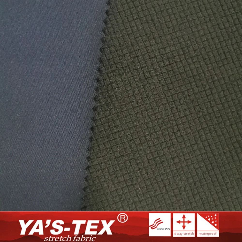 Polyester Spandex Bonded TPE Compound Plaid Fleece Outdoor Sport Stretch Waterproof Windproof Softshell Fabric for Jacket