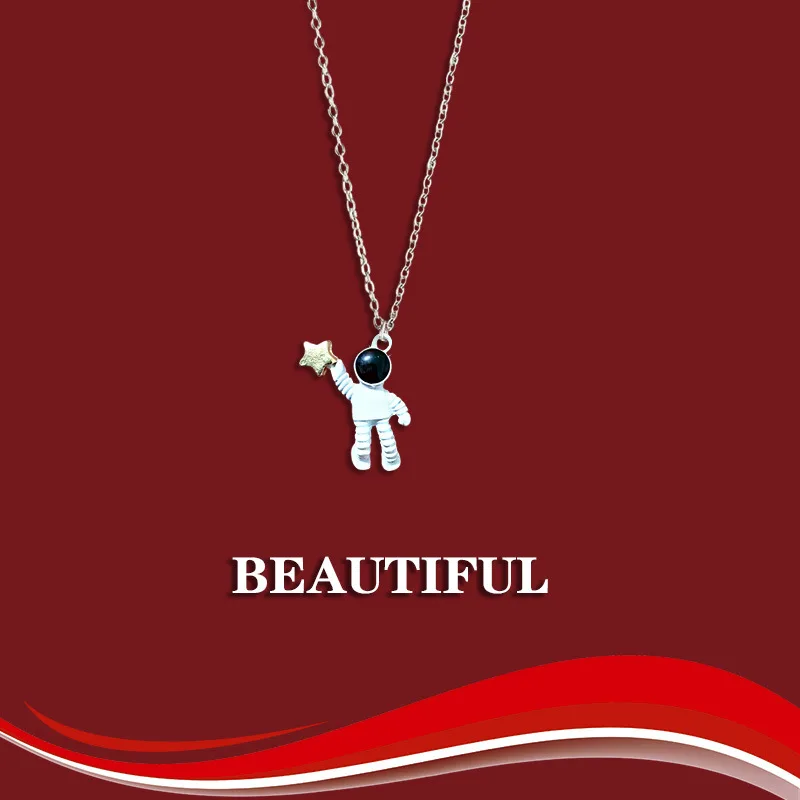 Throwing Stars Astronaut couple necklace Alloy  Men and women together Pendant  Girlfriends couples gifts