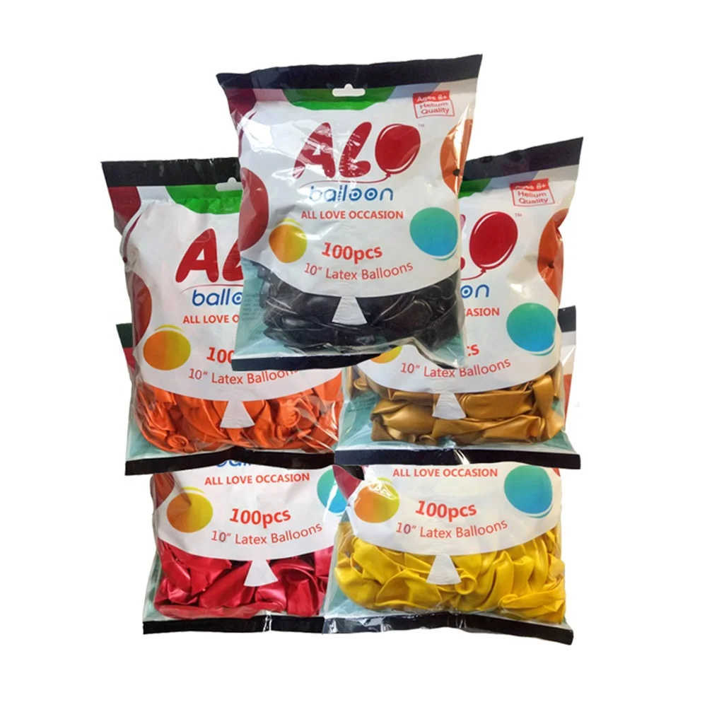 Wholesale Thick Natural Latex 10inch 10inch Ballon Round Standard Metallic Pearl Party Balloon in Bulk