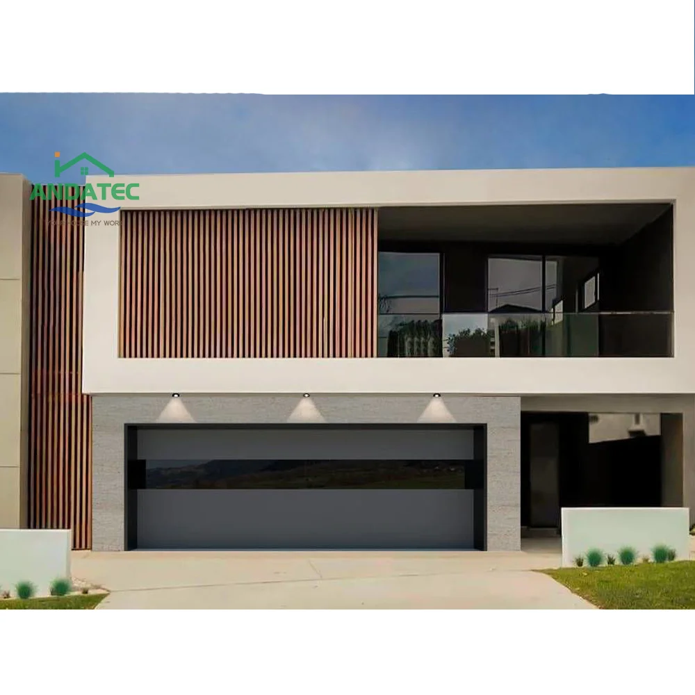 Commercial insulated frameless aluminum black for villa New style Modern Motor Garage Door Automatic