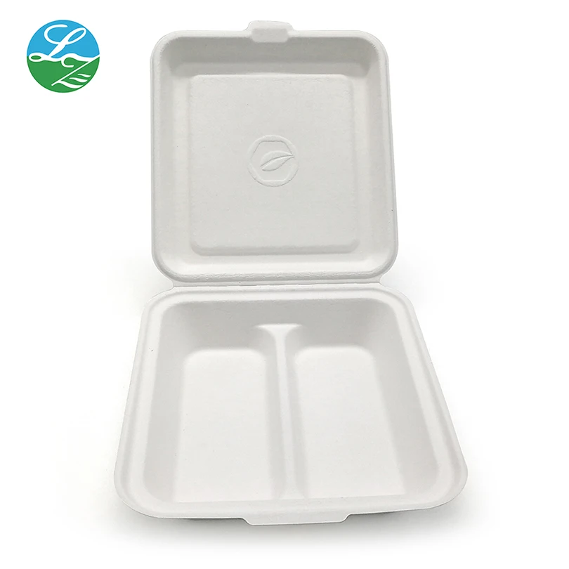 Bio degradable packaging disposable delivery folding box biodegradable togo clamshell food container