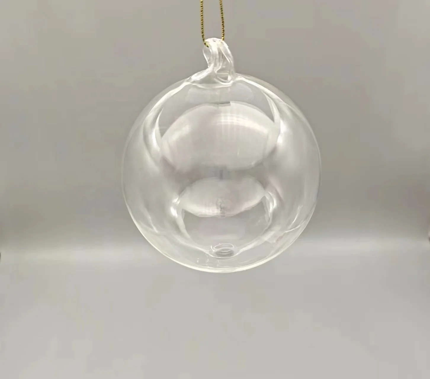Wholesale Hand Blown Clear Transparent 80mm 10mm Christmas Glass Baubles Hanging Clear Iridescent Glass Ball Ornament