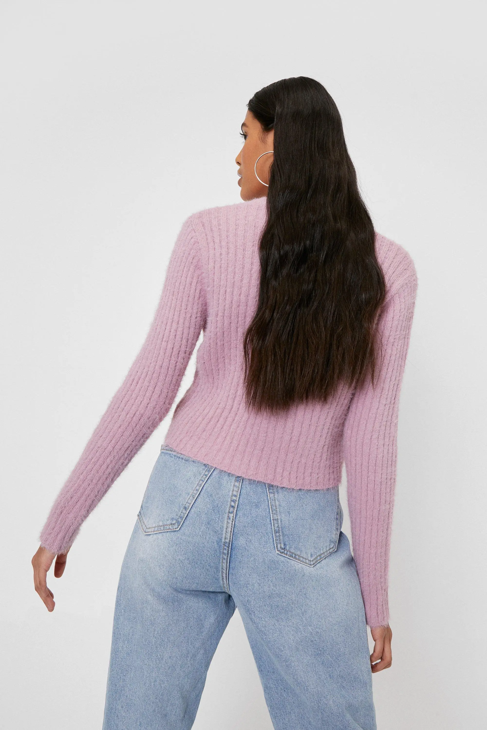 Wool Cotton Sweater Tops Women Custom Cardigan Sweaters Fluffy Knit Button Down V Neck Cardigans