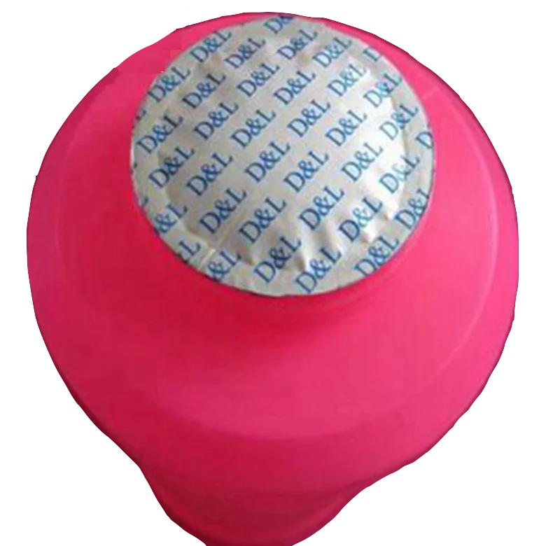 Aluminum foil induction seal wads in lids caps closures with pull tabs and printed logos