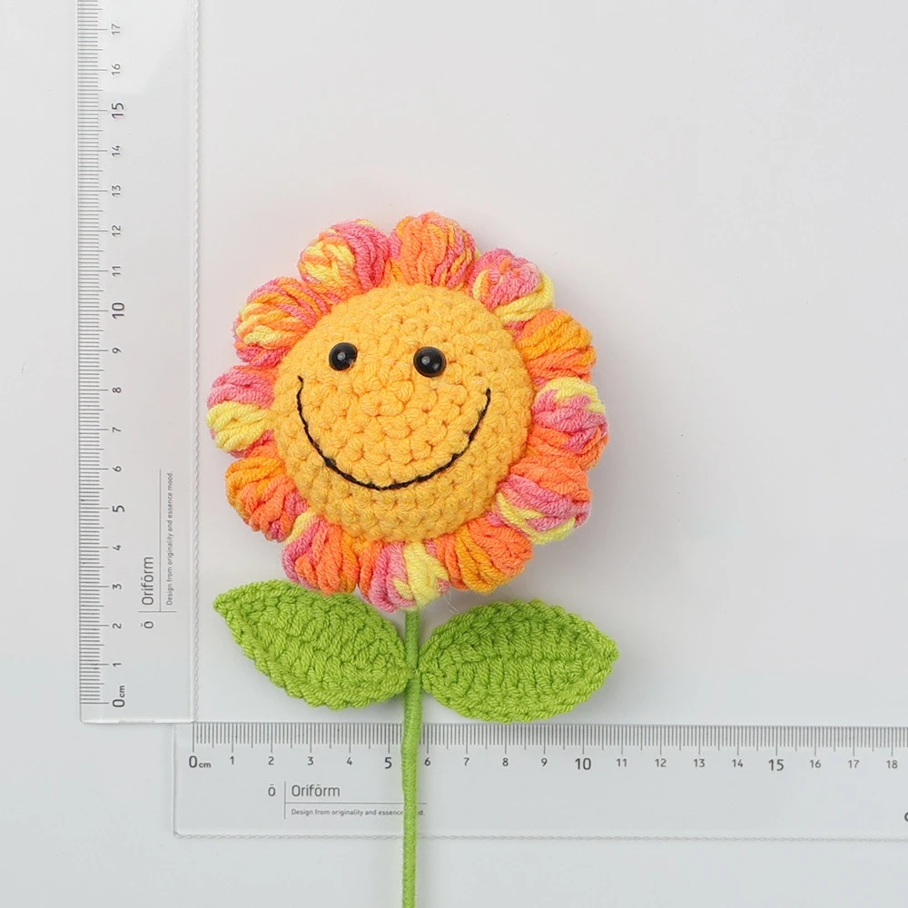 Yopin-2405 Wholesale Handmade Woven Sunflower Gift Flowers Crochet Yarn Sunflowers