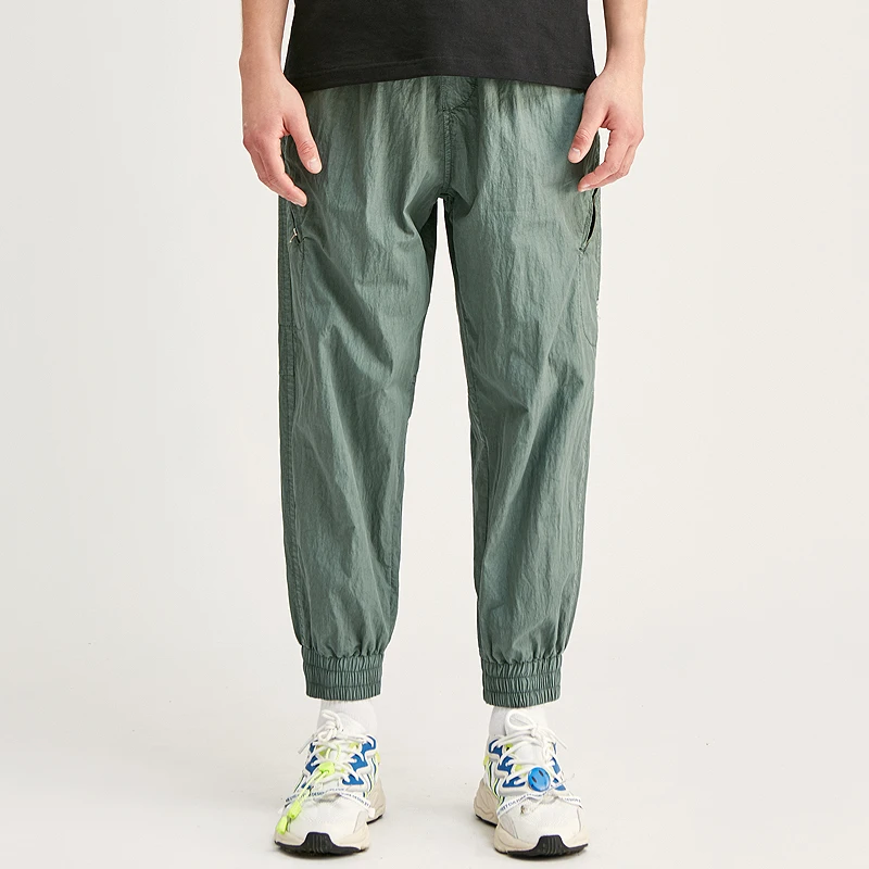 SABIN custom made fashion elastic waist drawstring windproof men loose fit sport nylon fleece functional cargo jogger sweatpants