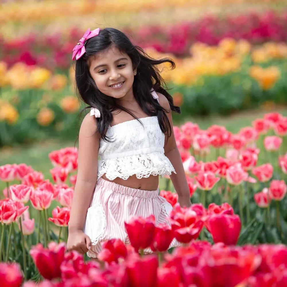 
Girl Sweet Summer Outfit Baby White Lace Ruffle Tops & Striped Bloomers 2pcs Sets 