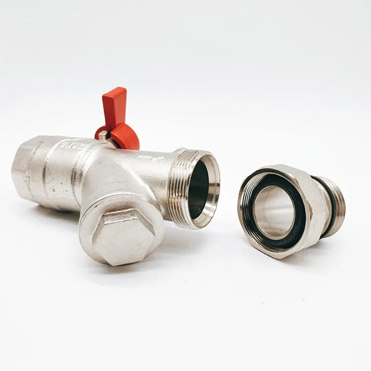 ptfe Manual1inch male thread copper butterfly handle Multi-function vent water blow off  with y filter pressure meter ball valve