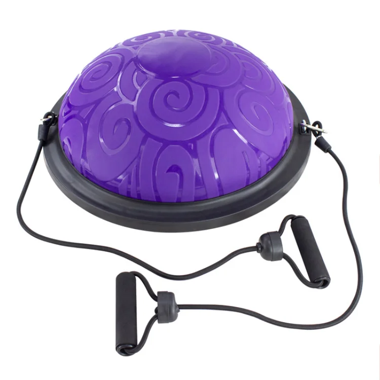 Amazon Hot Sale 58cm Inflatable Half Balance Exercise Yoga Massage Ball Gym Equipment Women Balance Training Core Exercise