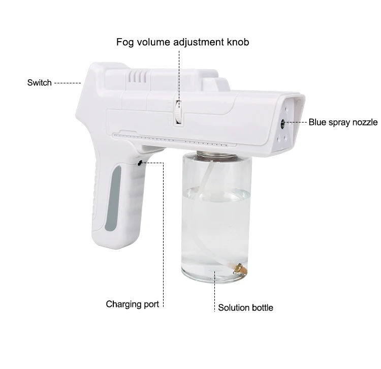 
Touchscreen Portable Nano Blue Light Atomizer Fogging Sprayer Gun Machine 