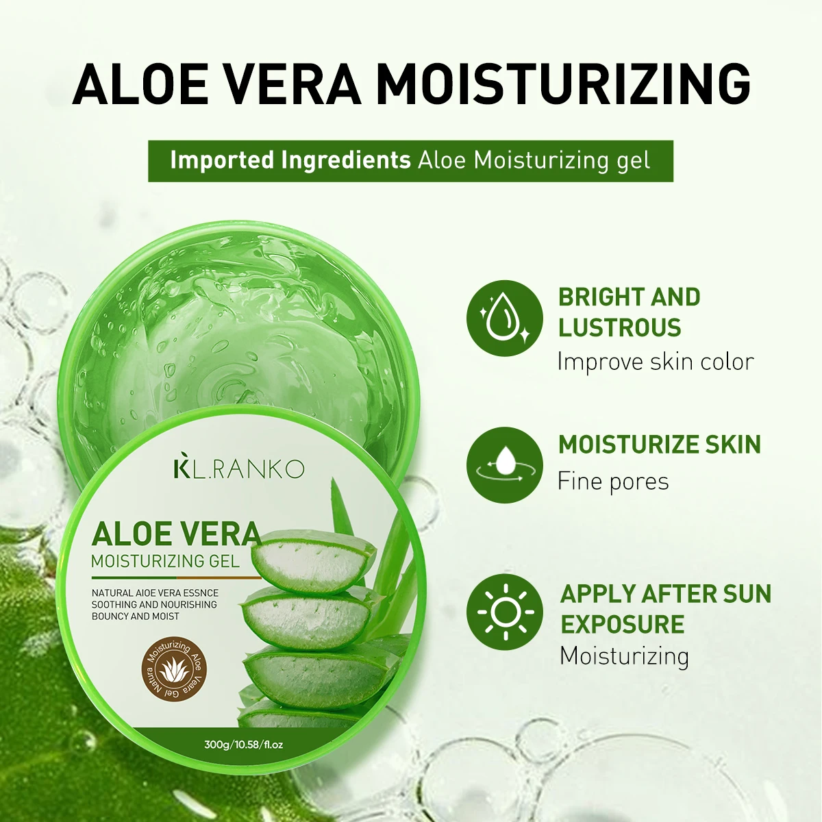 OEM Smoothing Repairing Facial Skin Care Private Label Aloevera Cream Anti Acne Whitening Anti Aging Wrinkle Aloe Vera Gel