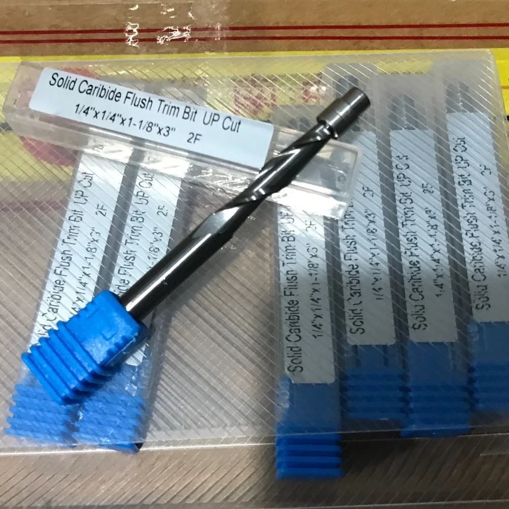 Flush Trim Router Bit Upcut Downcut 12 Shank Compression Cutter Solid Carbide Spiral CNC Router Trimmer Bits With Blue Coating