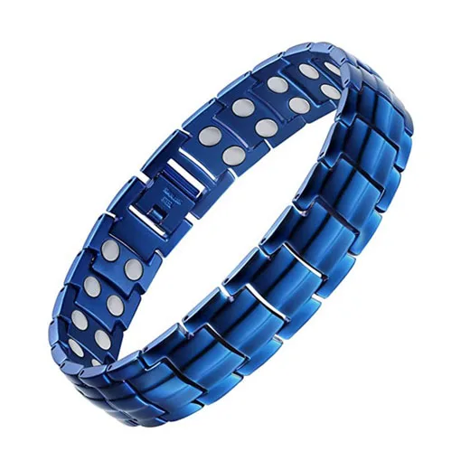 Blue Plated Health Magnetic Therapy Titanium Bracelets