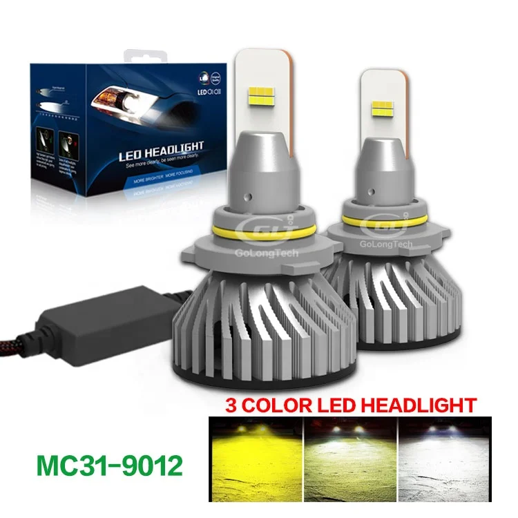 
9012 car MC31 3 Colors led auto headlight 20000 lumen 9012 Bulbs Car led Headlight 