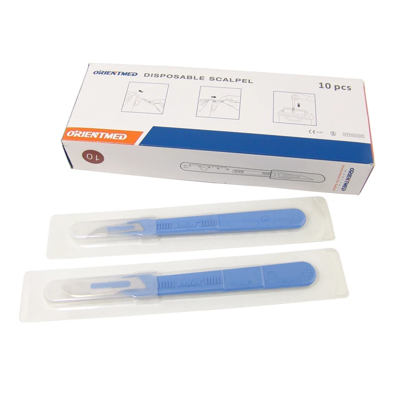 Medical surgical disposable stainless carbon steel sterilized No 11 15 23 25 15c disposable scalpel and blade