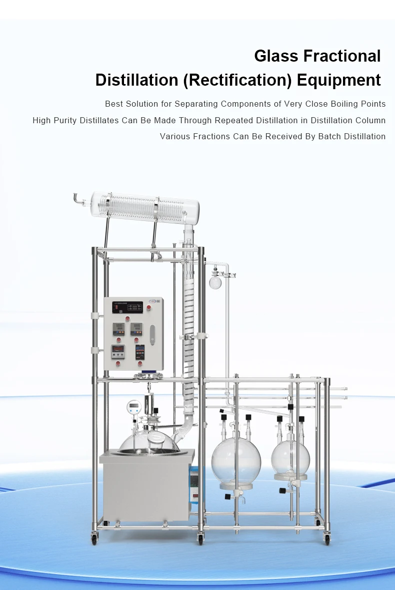 Valuen 20L Hot Sale Fractional Distillation Unit Industrial Distillation Equipment Lab Distillation Glass rectification