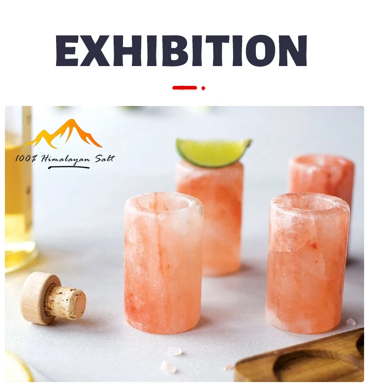 Hand Caved Pink crystal Himalayan rick salt shot glasses for Tequila